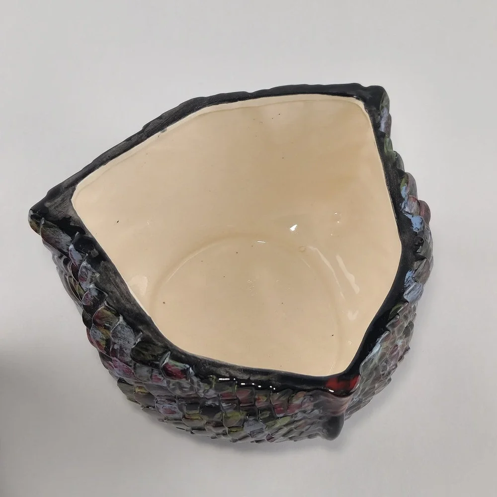 Vintage Hand Painted Ceramic Turkey Nut Candy Lidded Dish Thanksgiving Décor